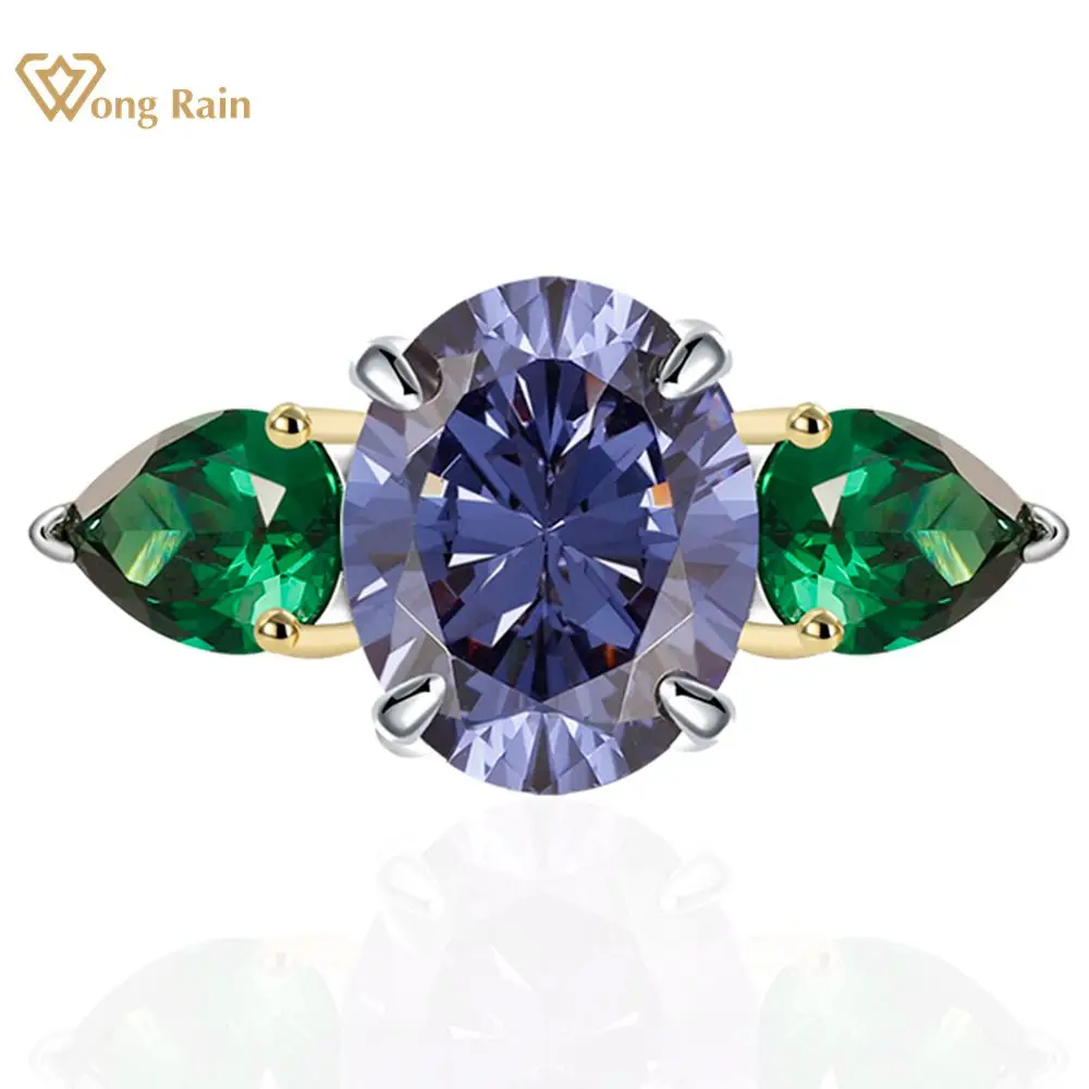 

Wong Rain 100% 925 Sterling Silver Oval Cut 8*10MM Sapphire Emerald Gemstone Ring for Women Wedding Engagement Jewelry Wholesale