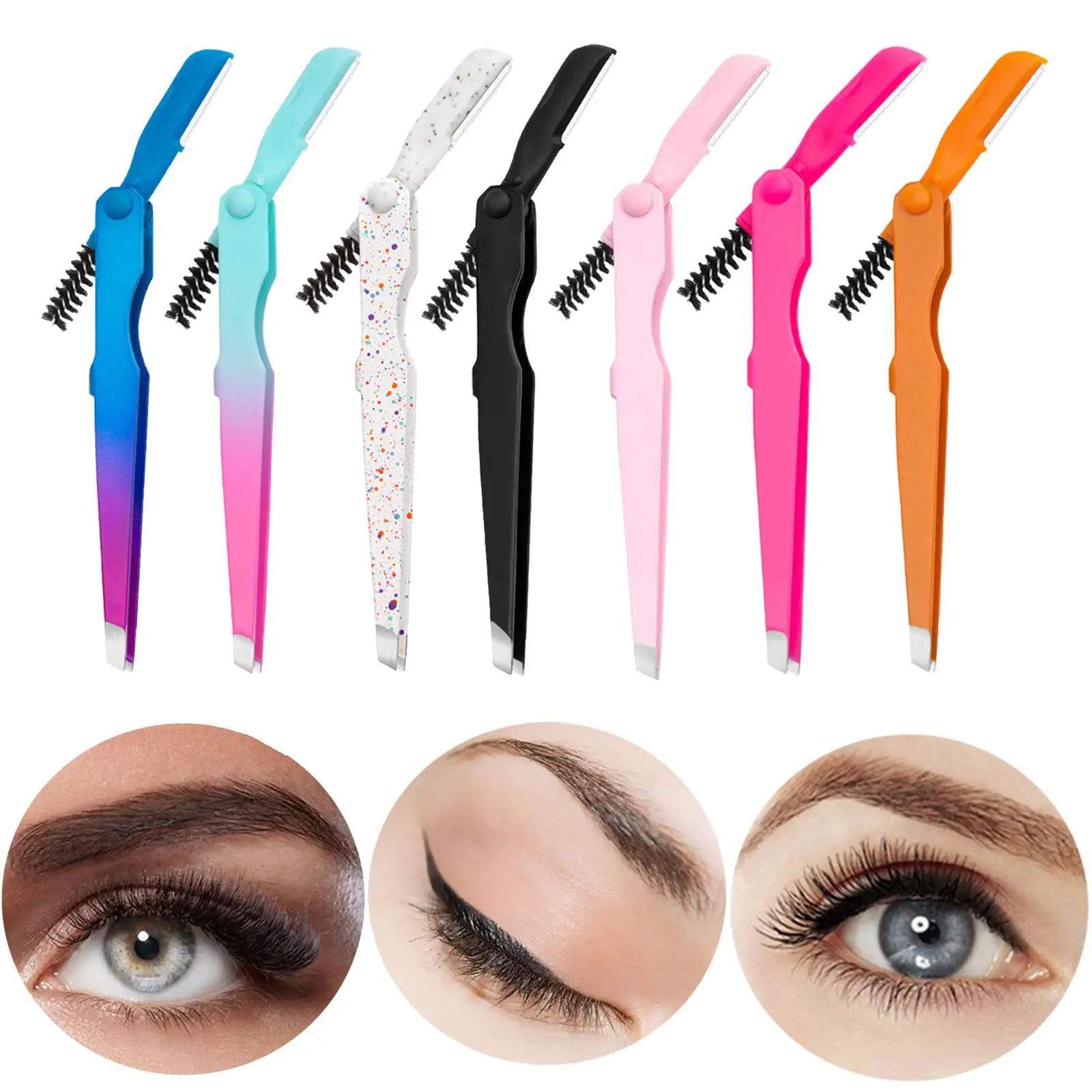 Pinzas para cejas, herramienta, pinzas de punta plana, a prueba de herrumbre, agarre cómodo, recorte de cejas para mujeres y niñas, recortador de cejas multifuncional