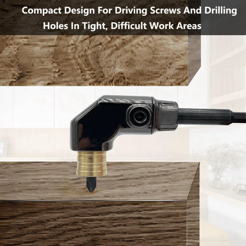 A23T Right Angle Drill Attachment, 90 Degree Drill Adapter All Metal Body with Detachable Handle, Drill Bit Corner Adapter for