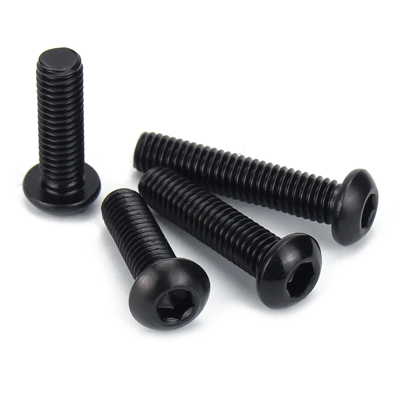 M2 M2.5 M3 M4 M5 M6 M8 Black A2-70 304 Stainless Steel Round Pan Head Hex Hexagon Socket Bolt Mushroom Button Head Allen Screws