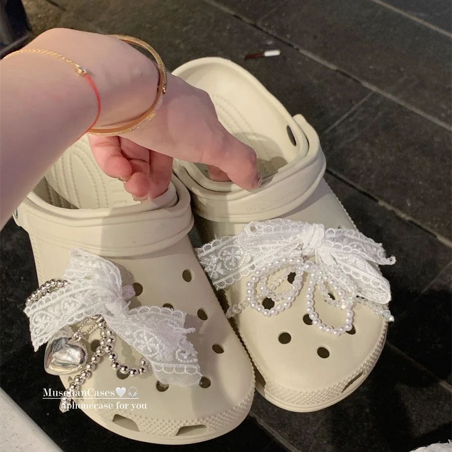 

Ins White Lace Bow Knot Shoe Charms for Crocs Cute Shoe Decorations Clogs Accessories for Kid Girl Gift High Quality