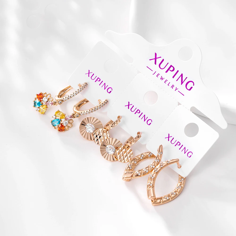 Xuping Jewelry Hot Sale Серьги Fashion Earrings Group Gold Color Plating Earring for Women Travelling Gift R252
