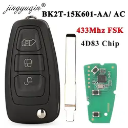 Jingyuqin BK2T-15K601-AA/ AC 434MHz poproś o klucze do samochodu chipów 4D (83) na niestandardowy pilot do transportu klucz składany Ford Tourneo