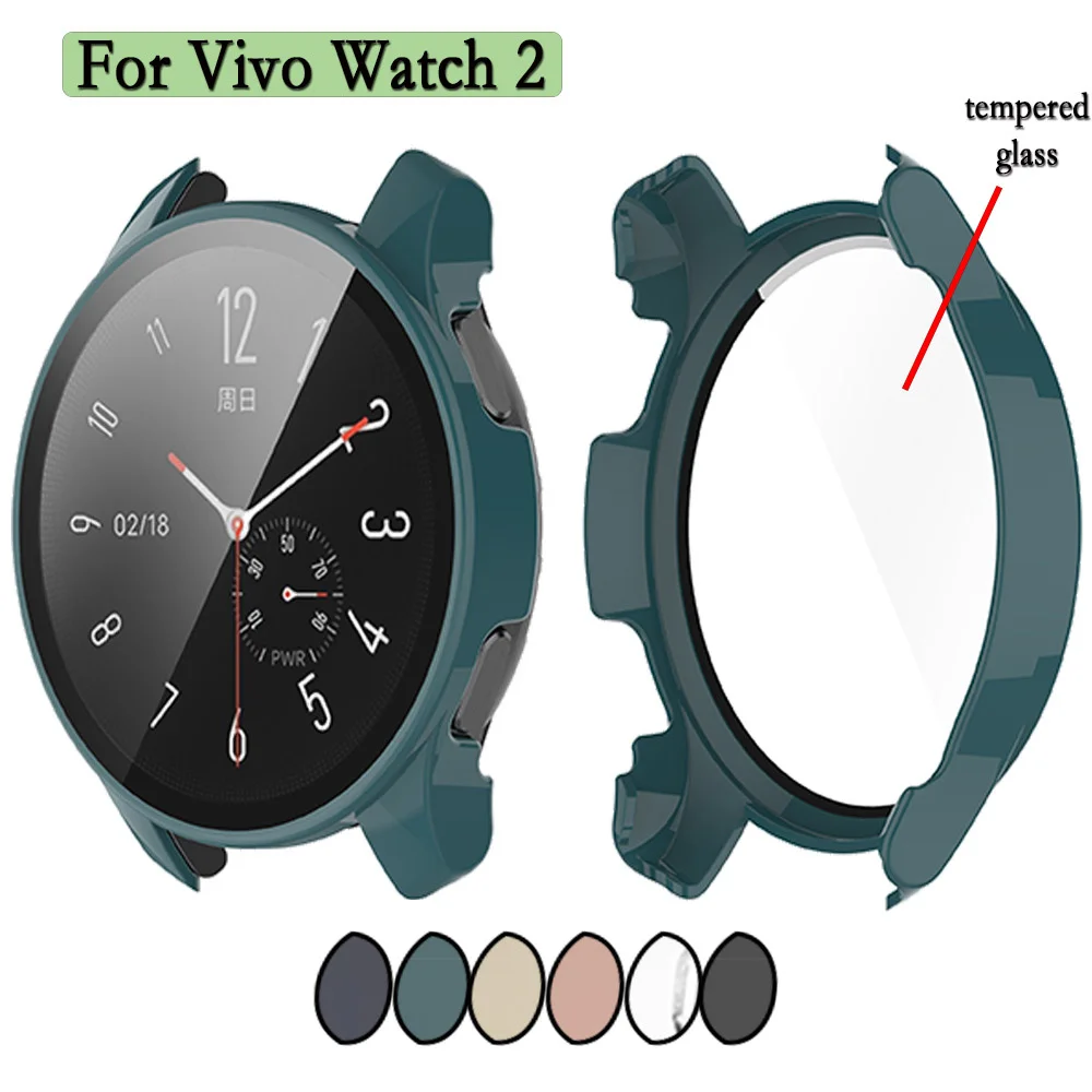 

2-in-1 Protective Case For Vivo Watch 2 With Screen Tempered Glass Protector Watch Protection Cover With Film