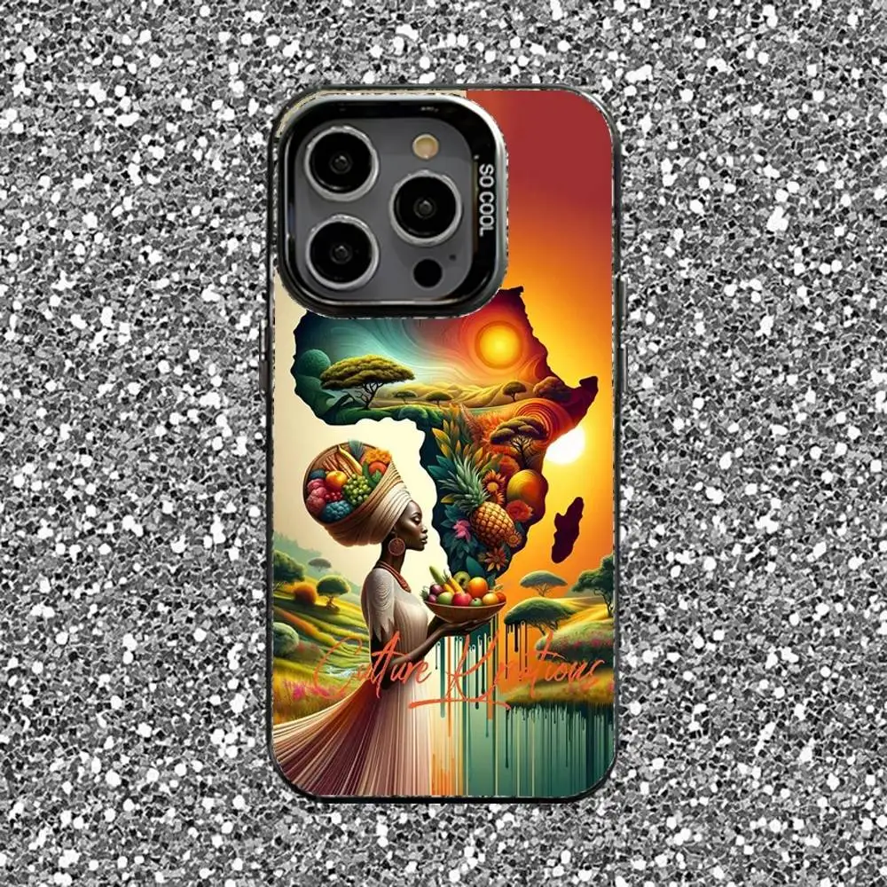حافظة هاتف Geogra لخريطة أفريقيا لهواتف iPhone 16,15,14,13,12,11,Pro,XS,Max,Plus,Mini,SE غطاء مقاوم للصدمات من الحلوى السوداء غير اللامعة #6