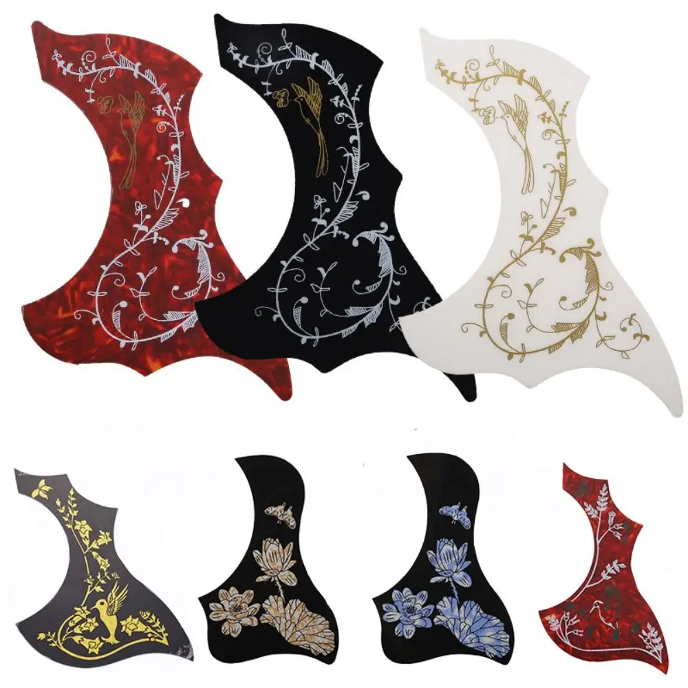 Professional Self-adhesive Folk Acoustic Guitar Pickguard Bird Shape Printed Pattern Pick Guard Sticker DIY ABS Scratch Plate