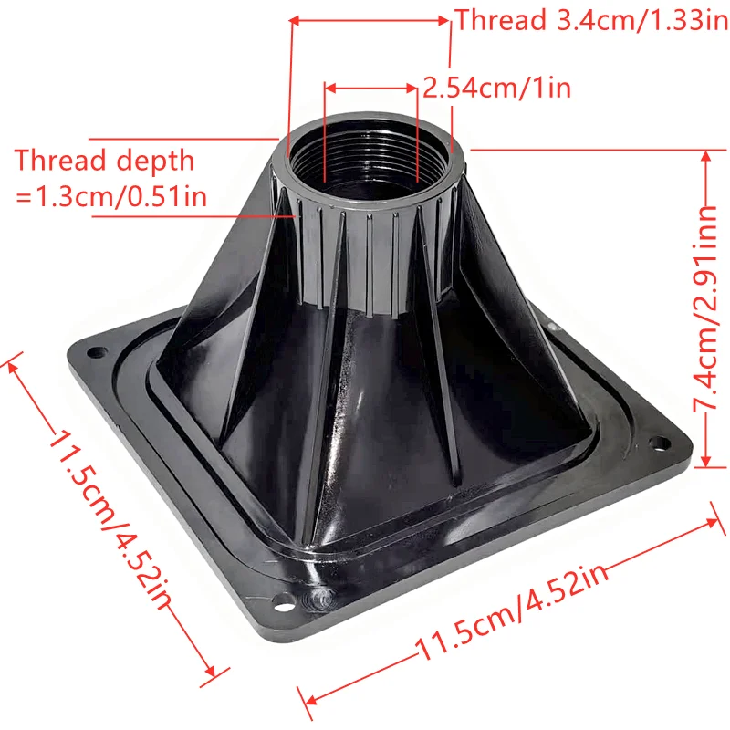 MW Audio 4 Inch Square Plastic Tweeter Horn HF Compression Driver Threaded Throat DIY 115x115x74mm