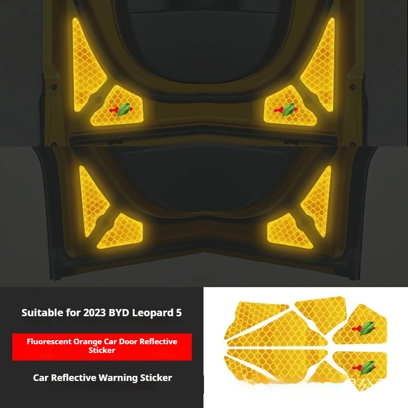 Fit For BYD Formula Leopard 5 Denza 5 Door Reflective Stickers Luminous Warning Decals Interior Decor Car Accessories