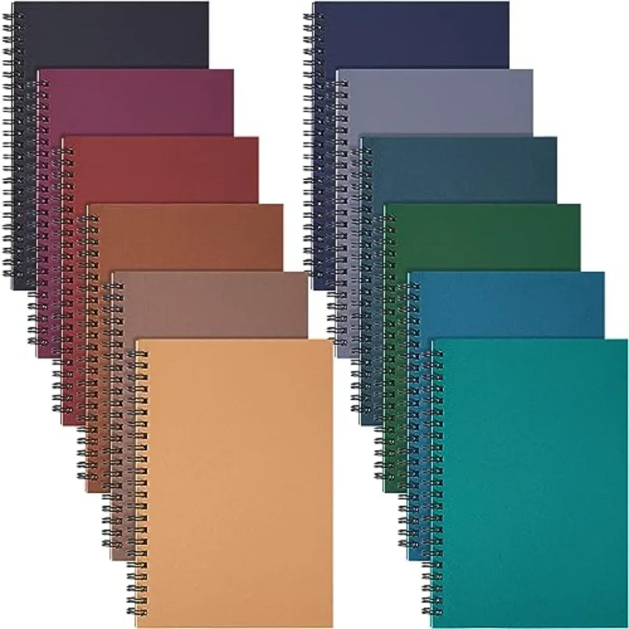 

12 Pcs Spiral Notebook for Work A5 8.3 x 5.7 Inch College Ruled Spiral Journal Notebook Kraft Cover Ruled Paper, 12 Color, 60 S