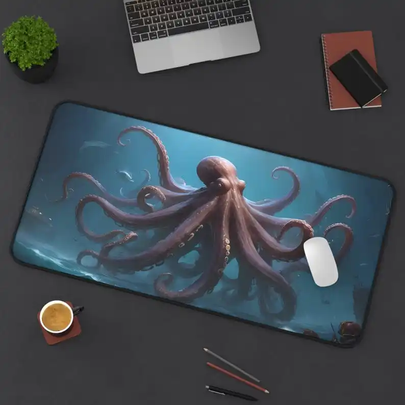 

Octopus Siren Game Mouse Pad, Nautical Non-Slip Waterproof Table Pad, Christmas Gift with Ocean, Perfect Gift for Friends