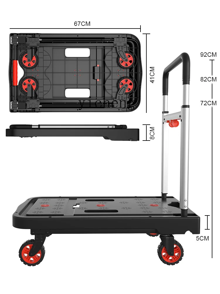 ZK Wheel Foldable Flat Truck Hand-Pushed Trailer Foldable and Portable Trolley Pull Goods