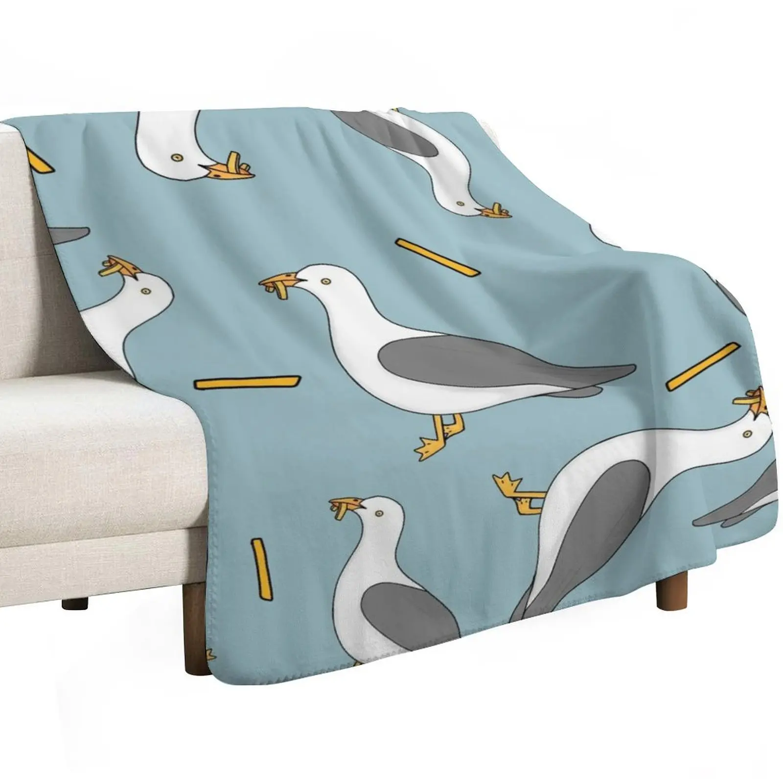 Seagull and chips Throw Blanket for sofa Moving Blankets For Baby Cute Plaid funny gift Blankets