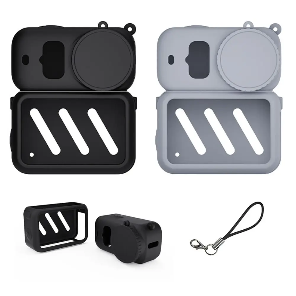 Conjunto de 3 Peças: Capa Protetora de Silicone com Tampa de Lente e Cordão, Cobertura Macia com Proteção Total Anti-riscos para DJI Osmo Nano