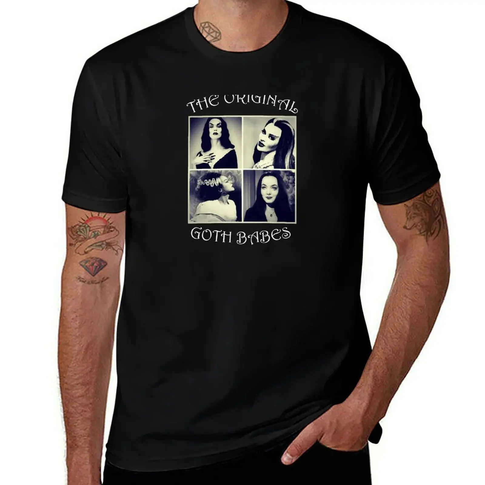 

Vampira Morticia Adams Lily Munster Bride of Frankenstein Gothic T-Shirt cotton tshirt 100% anime t shirts oversize T-shirt