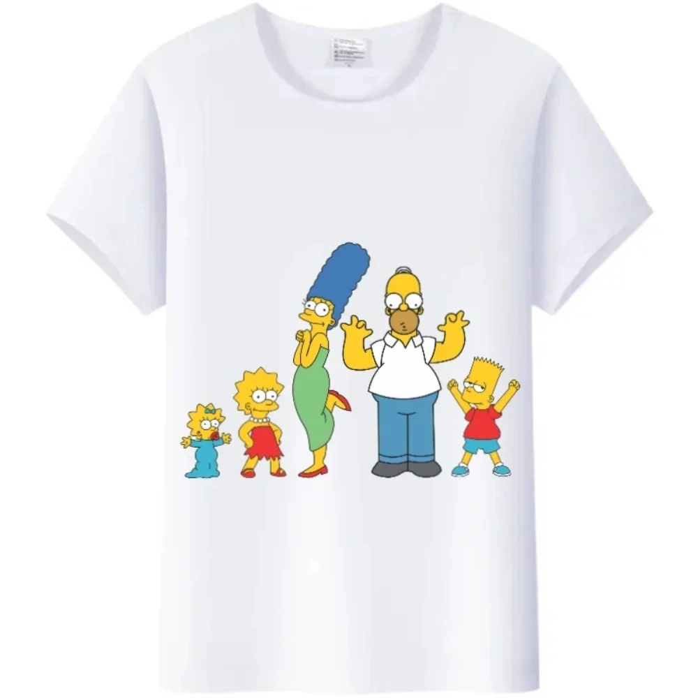 Disney Family Outfits DKawaii The Simpsons T-shirt Women Anime Tee Shirts Cartoons Casual Men Clothes Unisex Kids Tops Plus-size