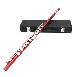 SLADE 16 Holes C Tone Flute With E Key Red Professional Woodwind Instrument Closed Key Cupronickel Tube Flute Beginner Kit