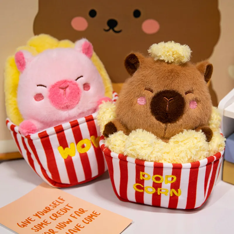 

НОВОЕ мультяшное ведро для попкорна и картофеля фри, плюшевая игрушка, капибара, земляной свинья, кукла, мягкая подушка в виде животного, мягкий подарок для декора комнаты для девочек