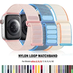 Nylon Loop Strap For Apple Watch band 44mm 45mm 40mm 42mm 41mm 38mm Bracelet belt Correa iWatch Series 9 4 5 6 Se 7 8 Ultra 49mm