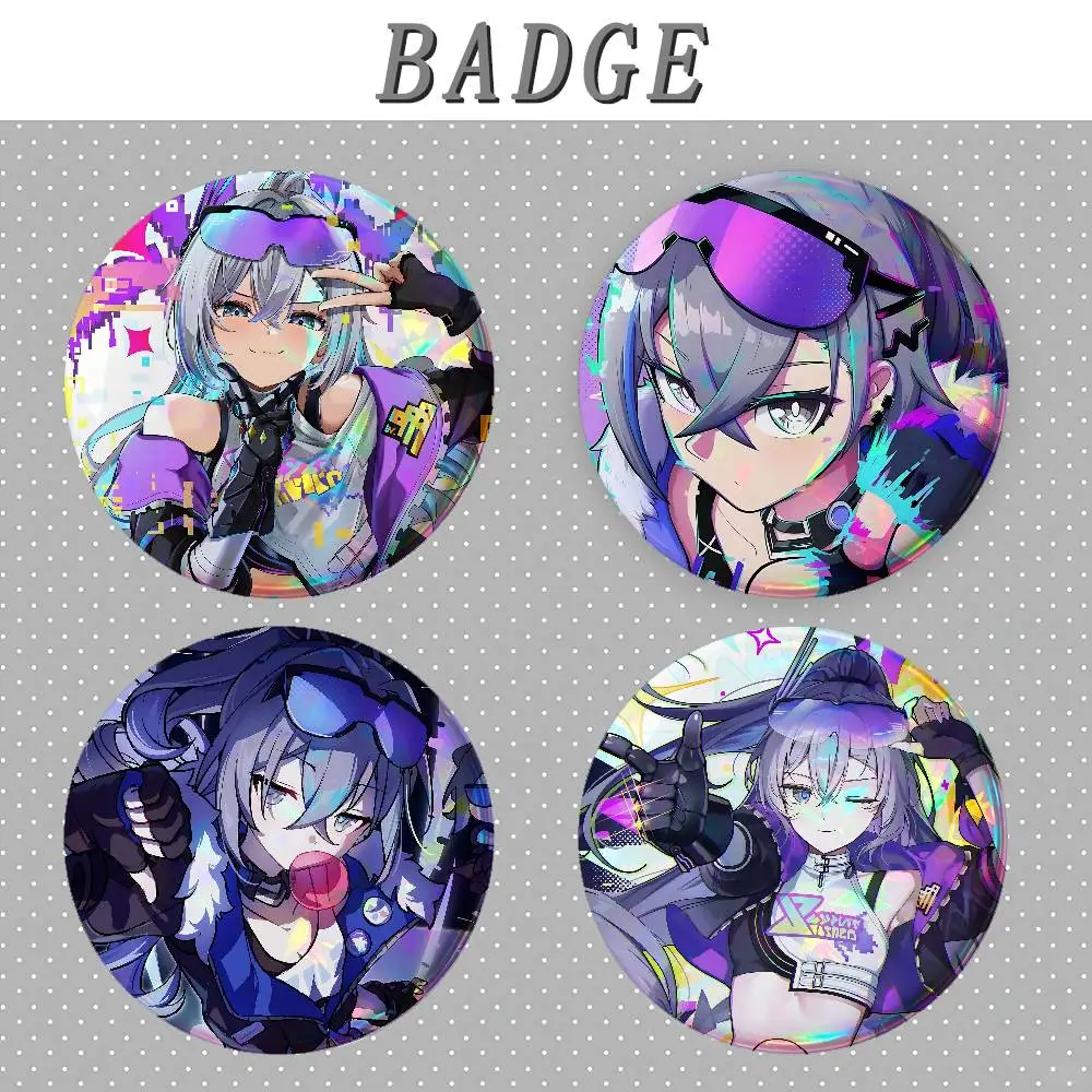 Silver Wolf Badges Round Brooch Cute Cartoon Idol Cosplay Badges DIY Backpack Clothing Jewelry Pins