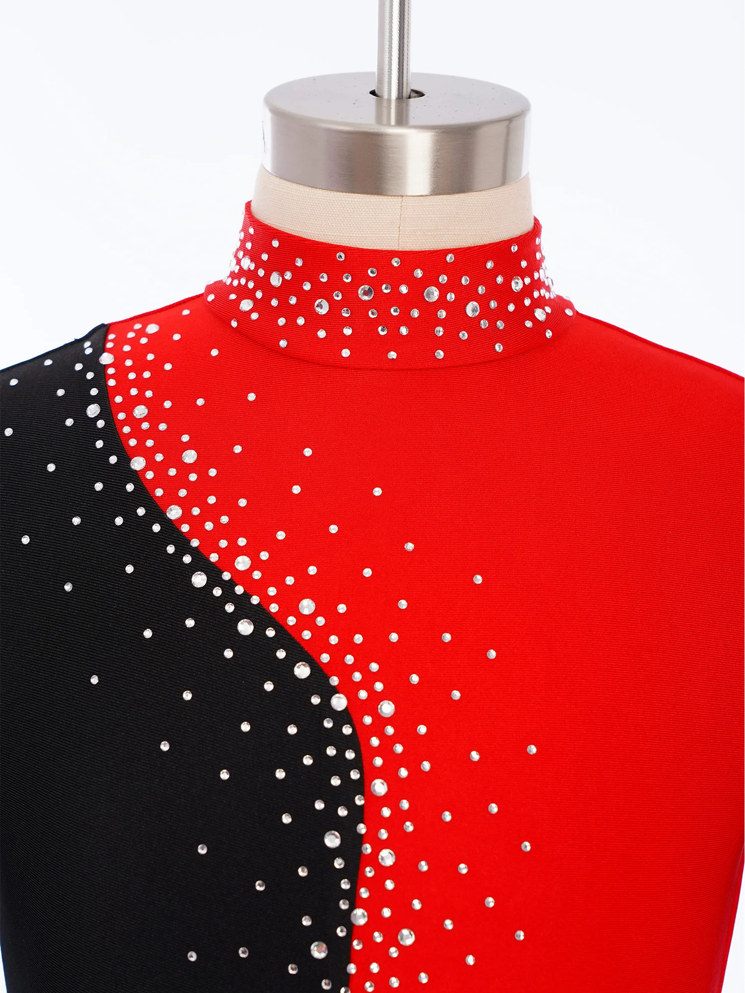 Girls Ballet Dance Gymnastics Leotard Long Sleeve Shiny Rhinestone Zipper Jumpsuit Figure Skating Acrobatics Performance Costume