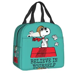 Custom Snoopy The Flying Ace Insulated Lunch Tote Bag for Women Dog Resuable Cooler Thermal Bento Box Work School Travel