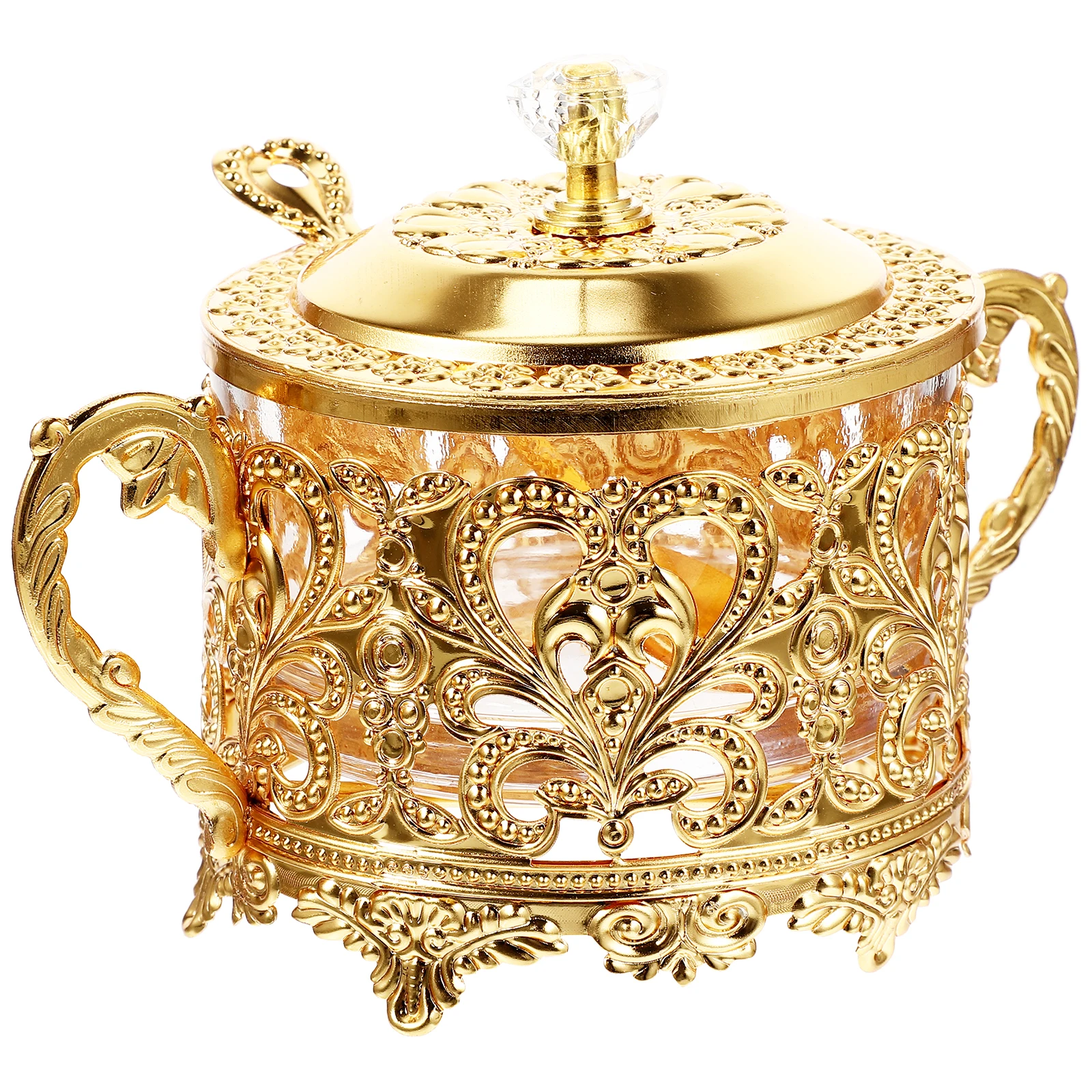 

Iron- Candy Sugar Container Gold Food Containers Bowl Vintage Glass Jar with Lid