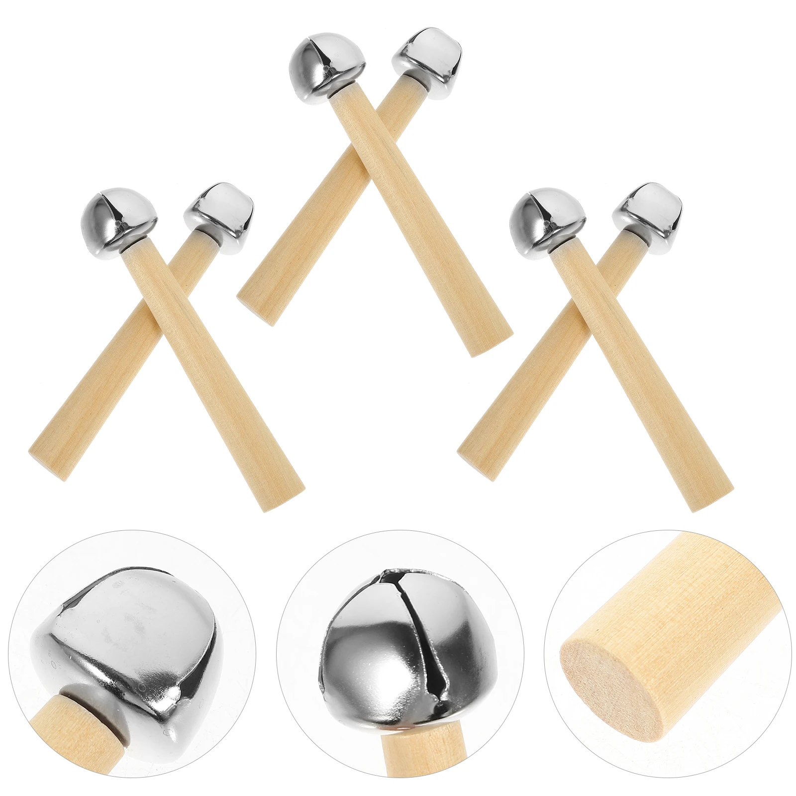 6 pezzi campana sussidi didattici strumenti musicali per bambini sonagli portatili giocattoli ferro legno leggero assortito