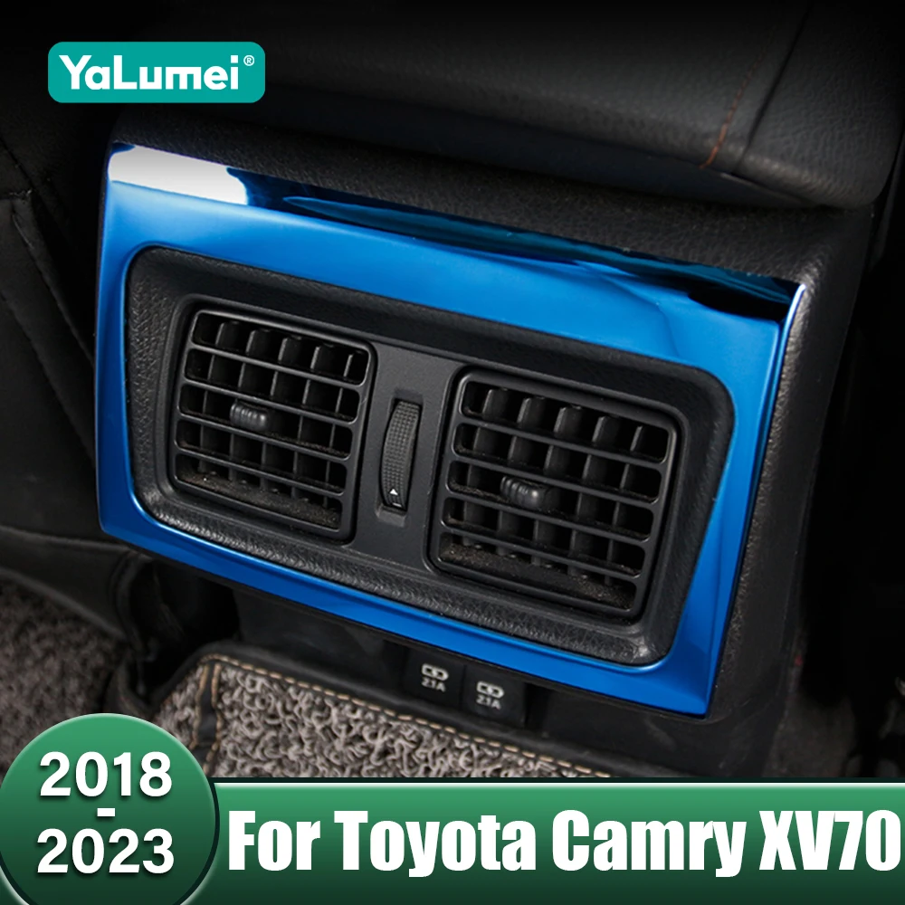 

Stainless Car Rear Armrest Air Condition Vent Outlet Frame Cover Trim Stickers For Toyota Camry XV70 70 2018-2020 2021 2022 2023