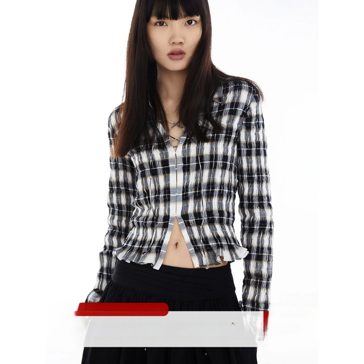 

Slim Fit Square Circle Pattern irt Женский ort Sve V-Ne Long Sve Spring New Sle Faion Ladies' irt