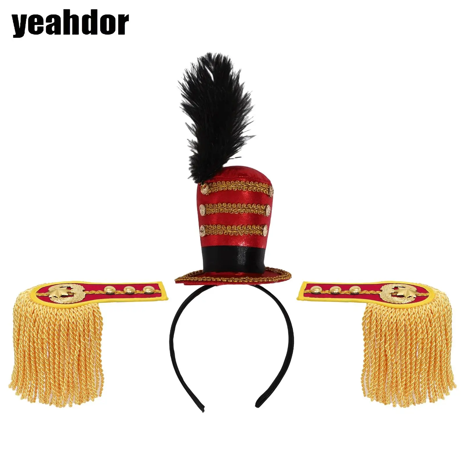 

1 Pair Drum Horn Band Tassel Fringe Chain Shoulder Badge Applique Epaulet Military Uniform Party Performance Costume Accessories