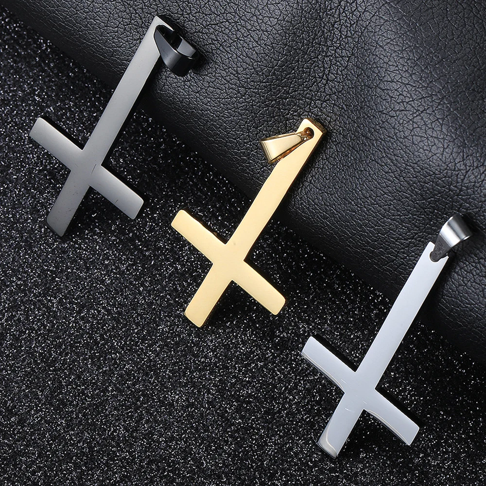

Cross Pendant Necklace For Men Women Gold Silver Black Color Jesus Christ Religion Inverted Cross Charm Necklace Jewelry