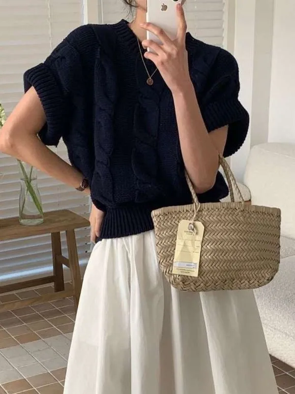 

Chic Casual round Ne Striped Design Loose ort Sve Sweater Women's Spring Autumn Faion Trend Comfortable Loose Fit