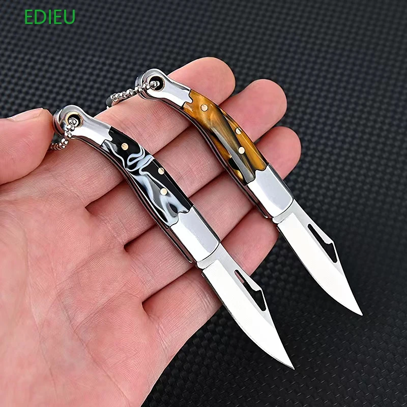 High Hardness D2 Blade MINI Folding Knife Acrylic Handle Multifunctional EDC Express Box Knife Outdoor Survival Camping Tool