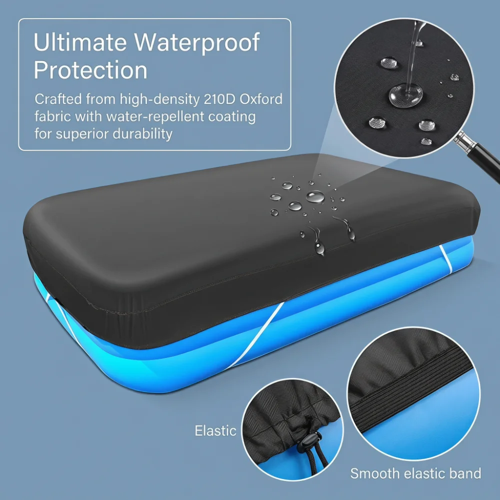 210D Oxford Pool Dust Cover Waterproof Rainproof Elastic Drawstring Outdoor Furniture Swimming Protector