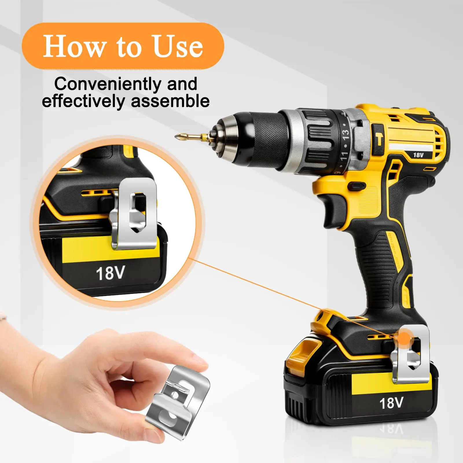 6 pcs Belt Clips for Dewalt Stainless Steel Drill Tool Clips Hook Kit with Screws for Dewalt N268241 fit for 20V Power Tools