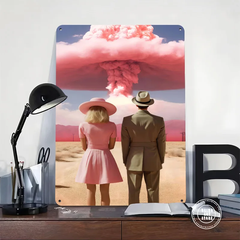 Oppenheimer 3D Printed Texture Poster Personalized Wall Art Retro Metal Tin Signs for House Bathroom Decor Room Home Decorations