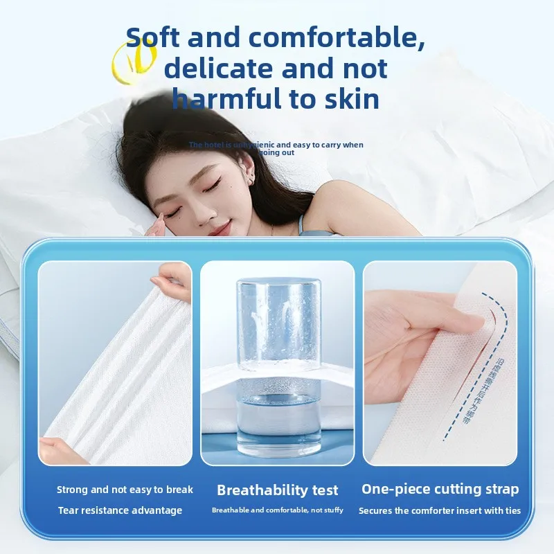 

Disposable double bed sheet four-piece set: pillowcases, quilt covers, travel bedding, travel portable