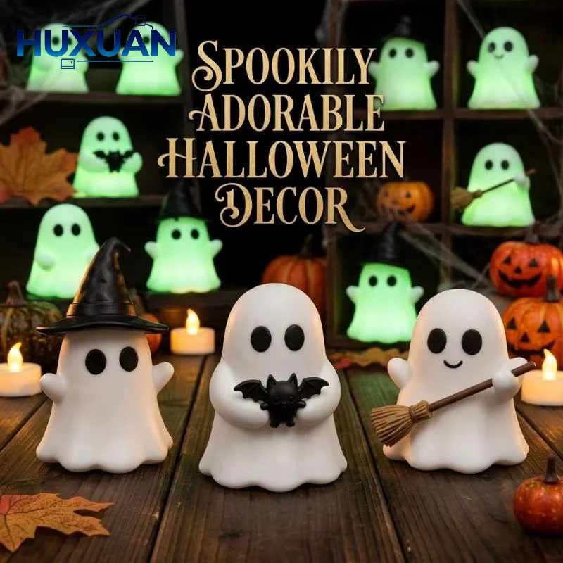 Halloween Luminous Mini Ghost Statue 1/3Pcs Cute Spooky Glow Ornament Ideal for Party Favor Home Table Decor