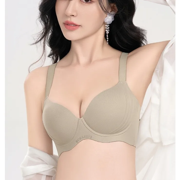 Thin Plus Size Bra Seamless Bra Women's Large Cup Anti-sag Comfort Bra with Soft Underwire Support