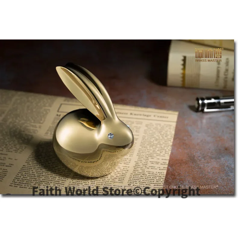 

Unique art # TOP gift # home Living room office Business Decoration 3D gold Rabbit Animal ART brass statue sculpture #