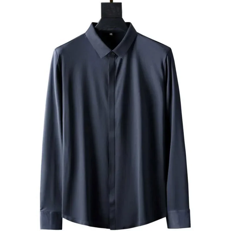 

High quality spring 9XL 10XL 12XL Large Size Men Shirt long Sleeved purple Black Business formal Mens oversize office Shirt 60