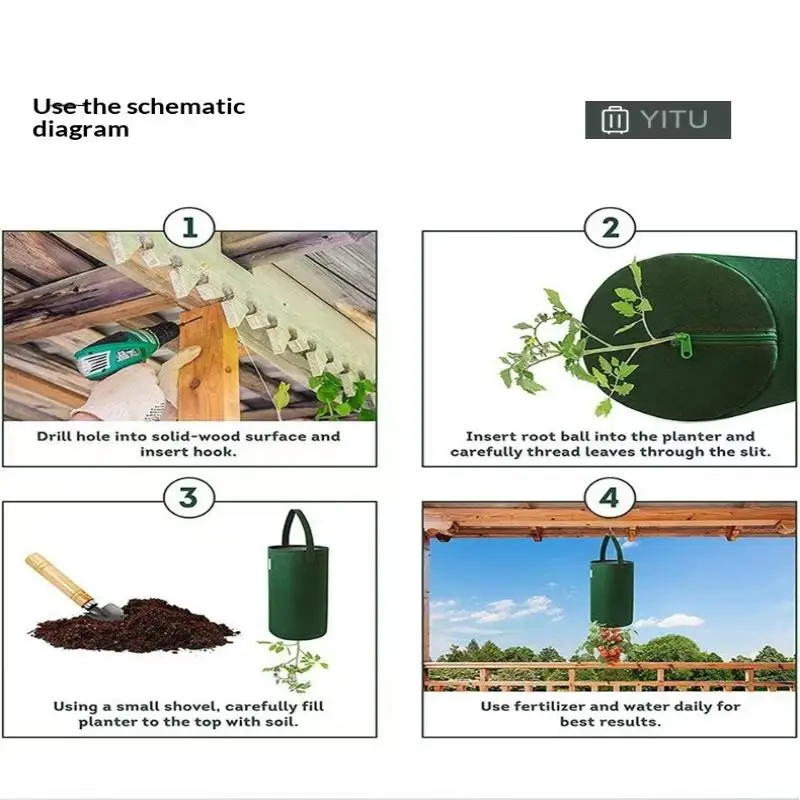 New Felt Hanging Tomato Grow Bag Upside Down Tomato Planter Multifunction Strawberry Vegetable Flower Plant Grow Bags