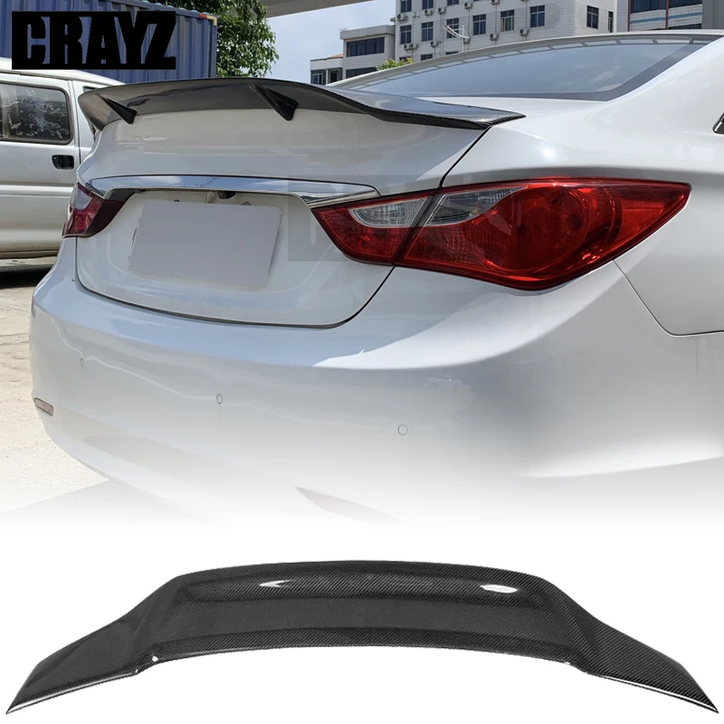 Car-Styling R Style Luster Carbon Fiber Pattern Abs Rear Trunk Spoiler Wing Fit For Hyundai Sonata 8 2011 - 2013