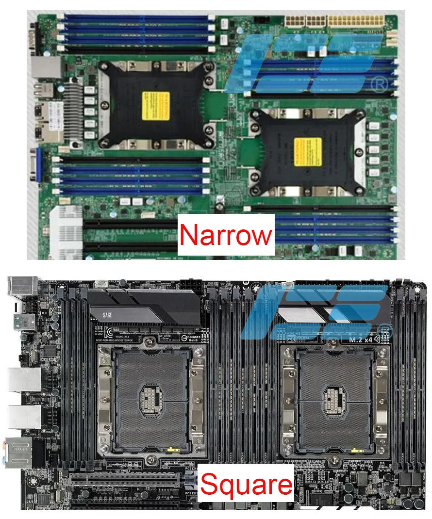 Intel lga3647 cpu用の銅製水ブロック,ナロースクエアタイプ,lga 3647