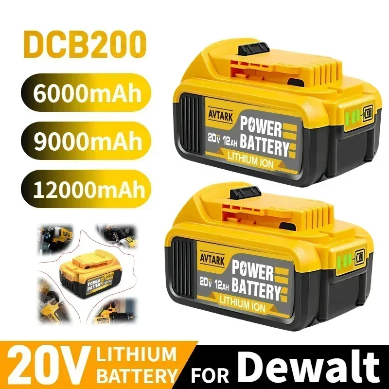 

12000mAh 20V Battery DCB200 Compatible FOR dewalt power Tools 18V 6Ah/9Ah/12Ah rechargeable Lithium batteries 20V 18Volt