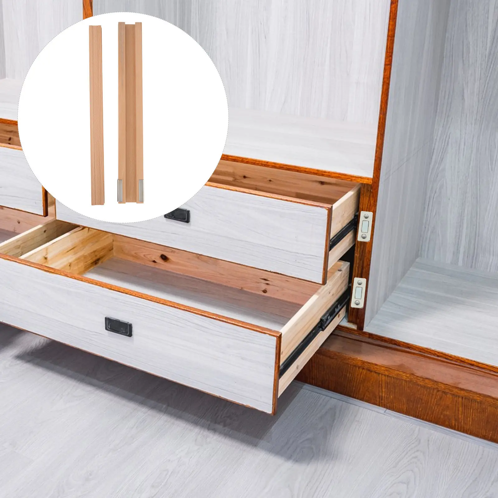 Drawer Guide Slide Cabinet Slides Bottom Mounted Anti-tilt Kit Ball-bearing Center Rail Furniture Rail Cabinet Dresser Slide