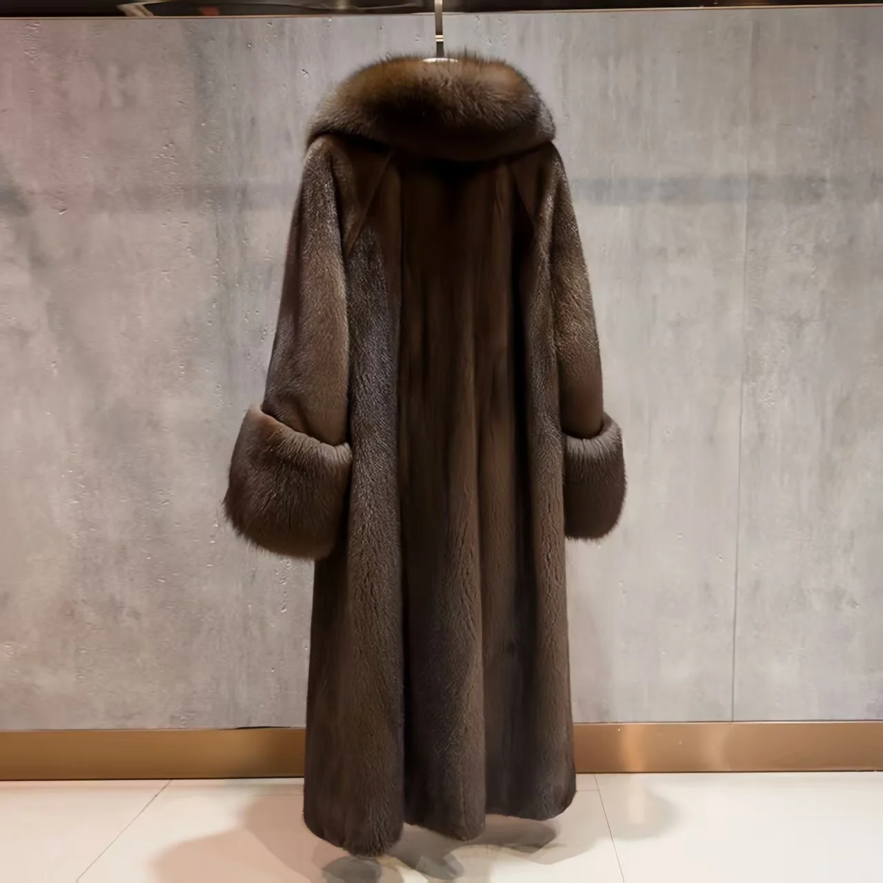 Faux Mink Fur Coats for Women,Europe and America Jackets,Turn-down Collar Overcoat,Female Clothes,New,Autumn and Winter