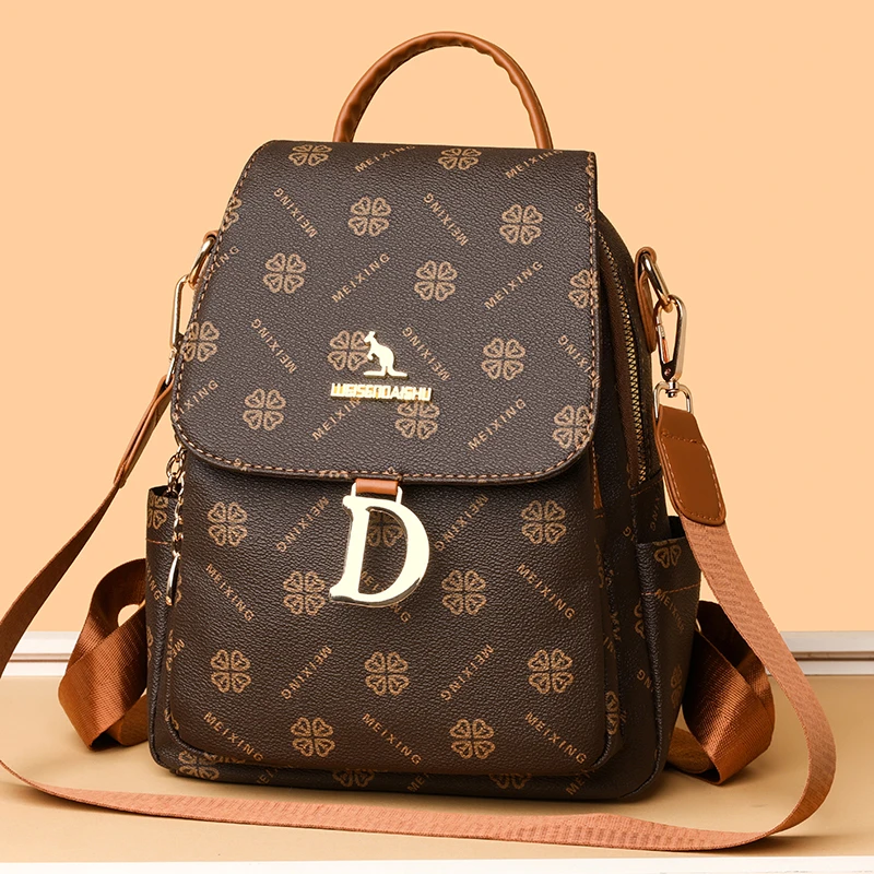 Wisen Kangaroo Print Large Capacity Travel Backpack Fashionable Casual Single Shoulder Ladies Bag Trendy Soft Commuter Bag