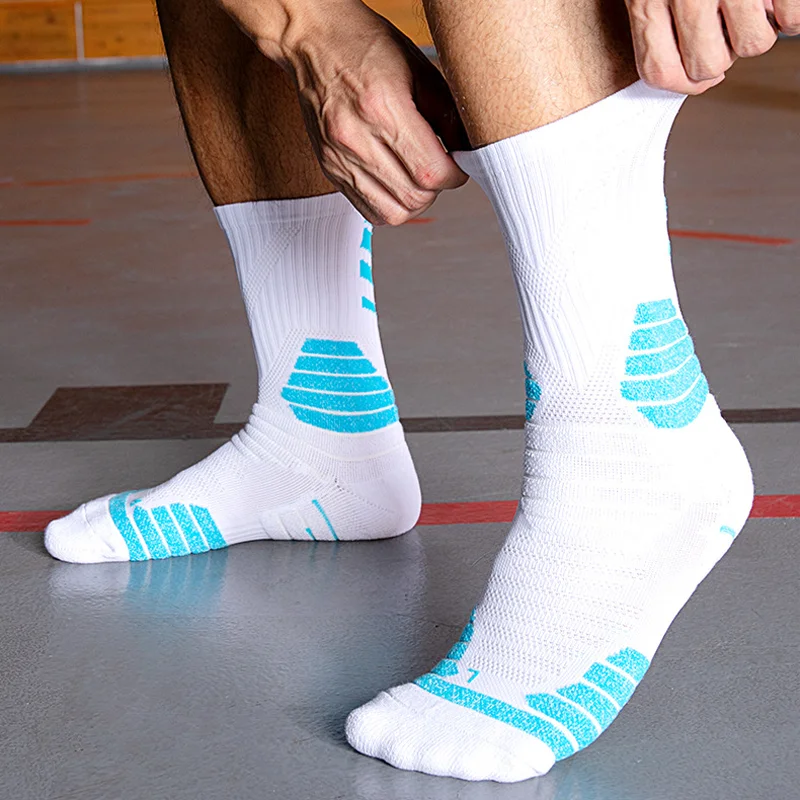 Men's Profession Basketball Socks Thick Cushion Blisters Free Elite Crew Basketball Socks Euro Size 40 45