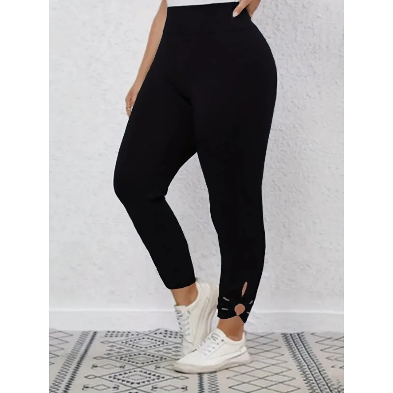 Plus Size Legging Damskie spodnie do jogi z wysokim stanem w jednolitym kolorze Kontrola brzucha Trening Bieganie Rozciągliwe legginsy Damskie